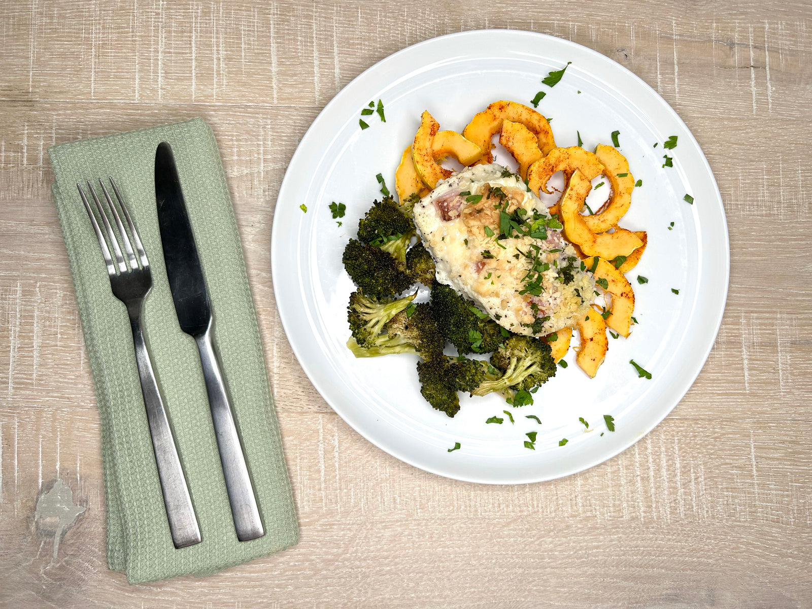 Chicken Cordon Bleu w/ Delicata Squash & Pears