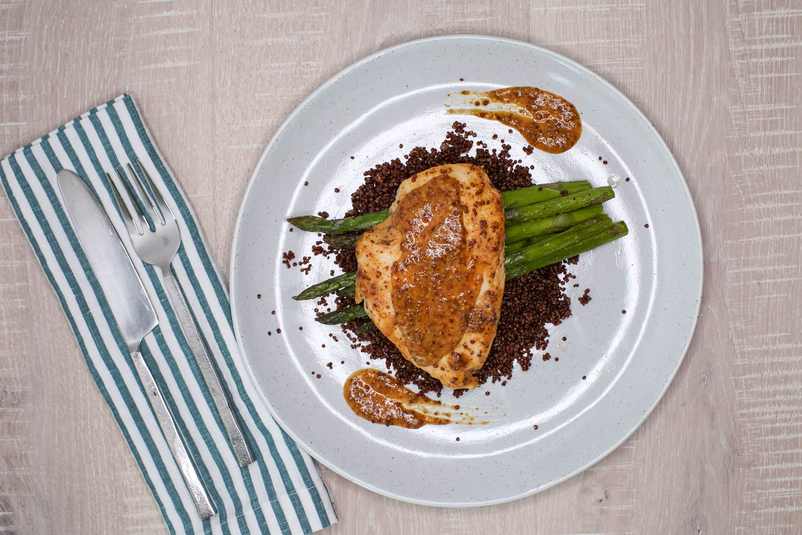 Honey Mustard Chicken w/ Quinoa & Asparagus