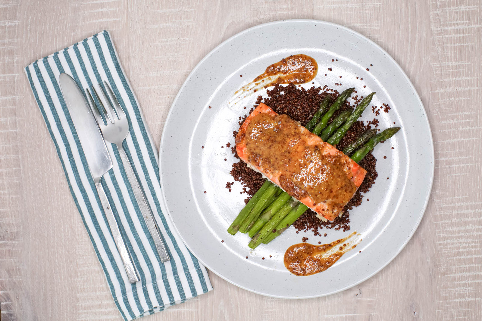 Honey Mustard Salmon w/ Quinoa & Asparagus