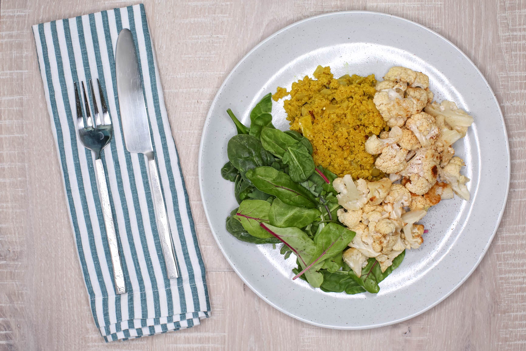 Curried Coconut Quinoa with Spiced Cauliflower