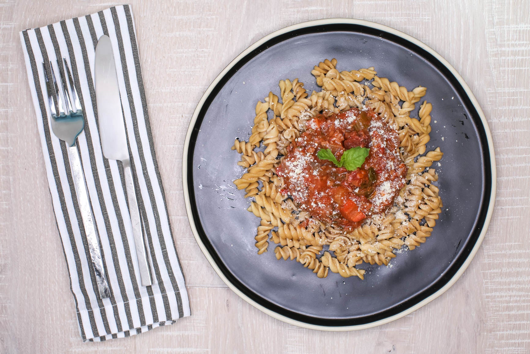 Slow-Cooked Beef Bolognese Sauce over Whole Wheat Pasta