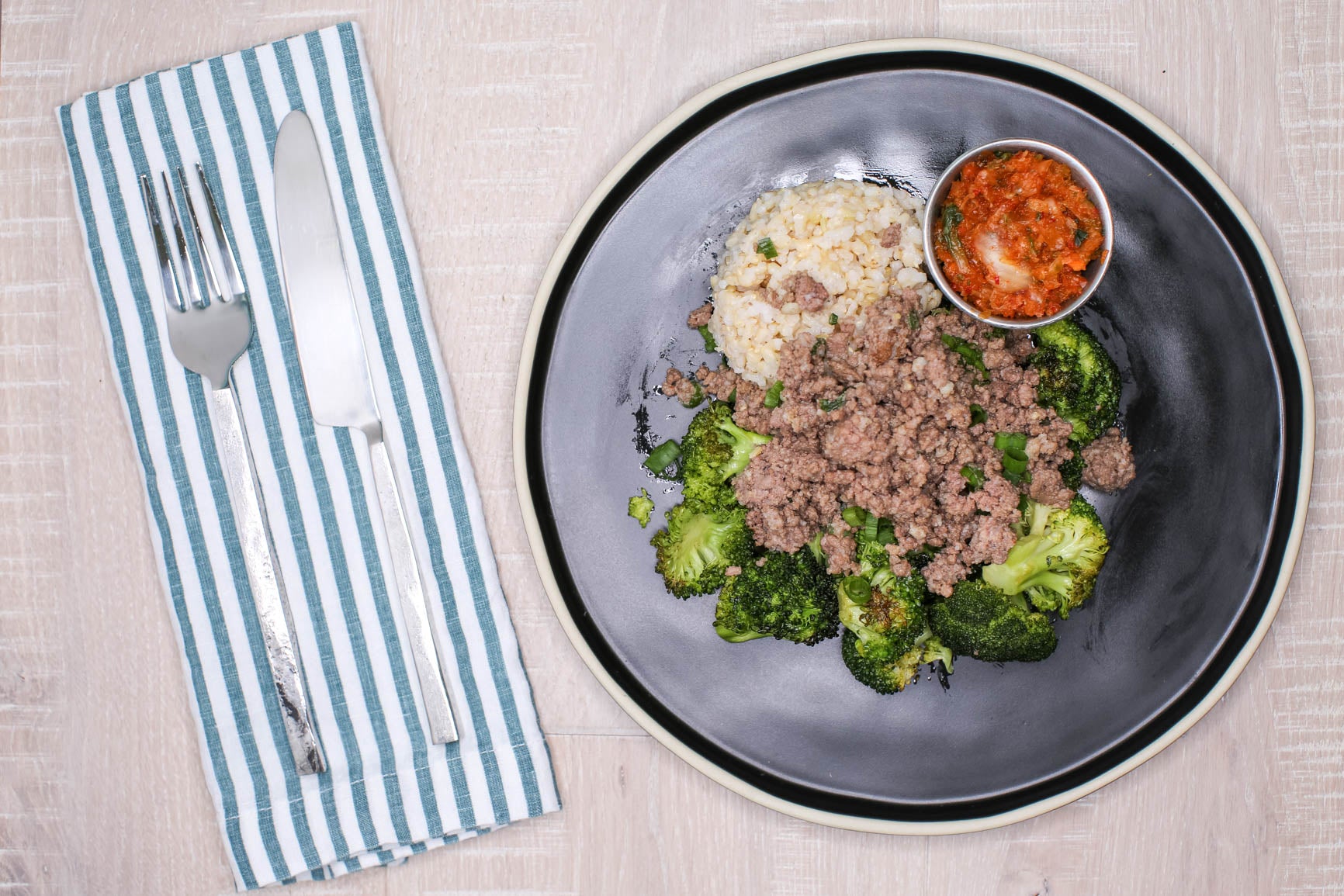 Korean Ground Beef Bowl w/ Kimchi