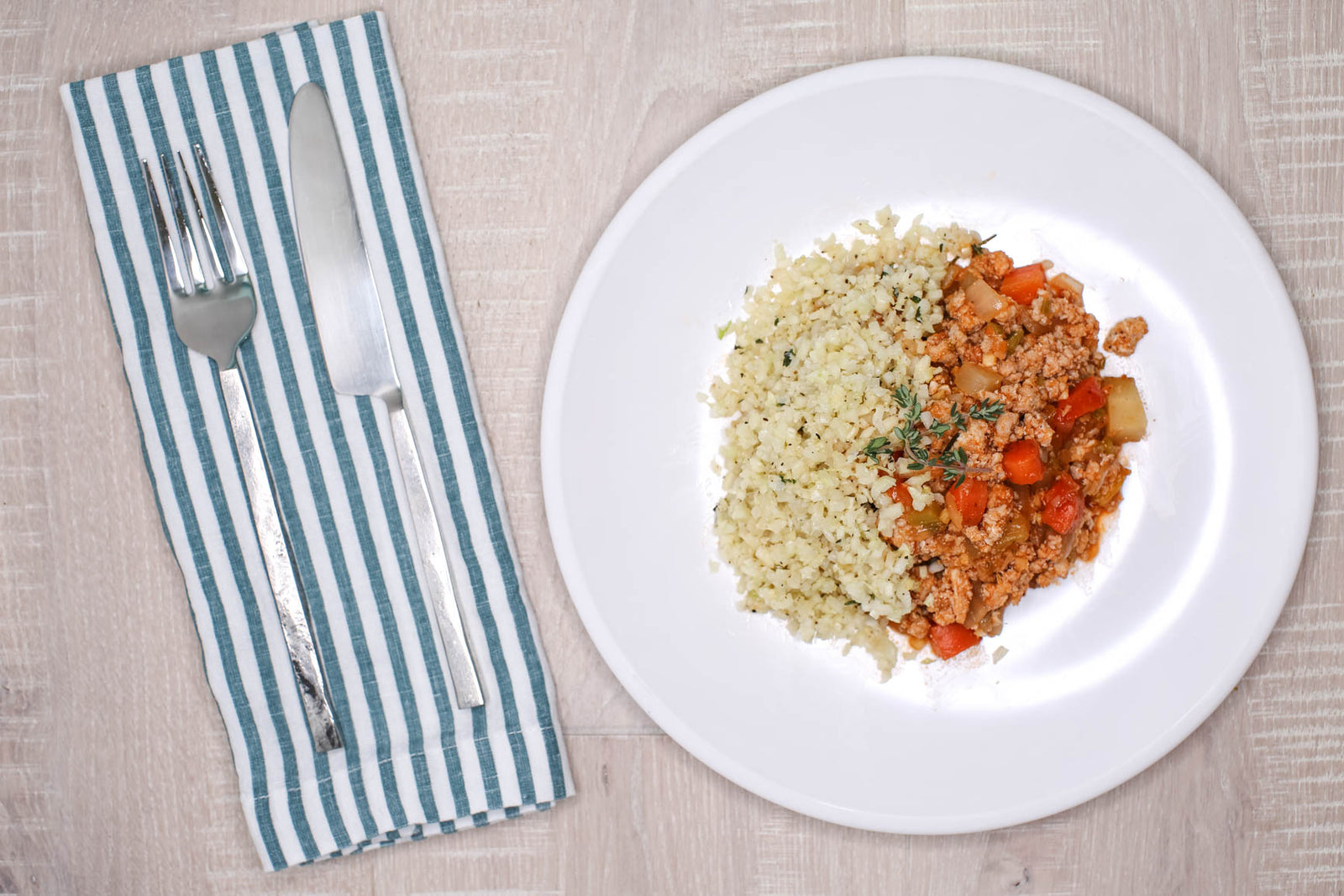 Herbed Turkey w/ Garlic Cauliflower Rice