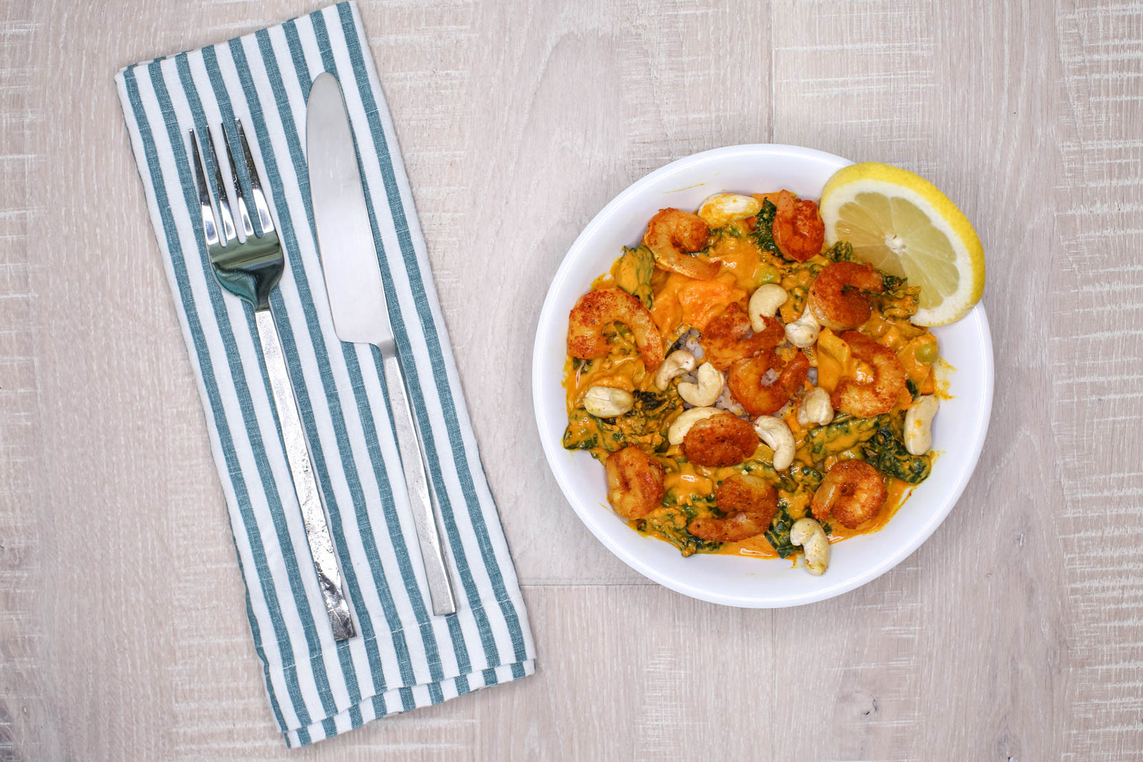 Sweet Potato Red Curry + Brown Rice w/ Shrimp