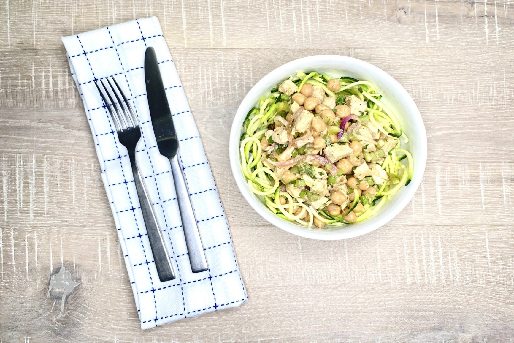 Chicken, Chickpea & Zoodles w/ Quinoa & Red Wine Vinaigrette