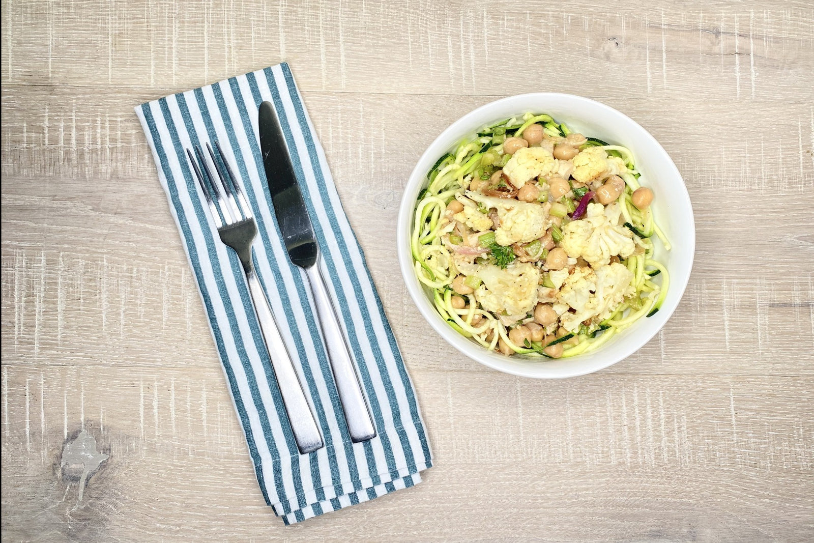 Chickpea & Zoodle Salad w/ Red Wine Vinaigrette - Vegan