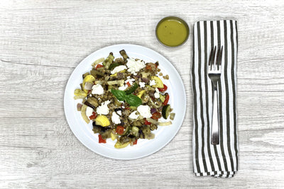 Roasted Veggies, Farro & Lentils w/ Basil Vinaigrette