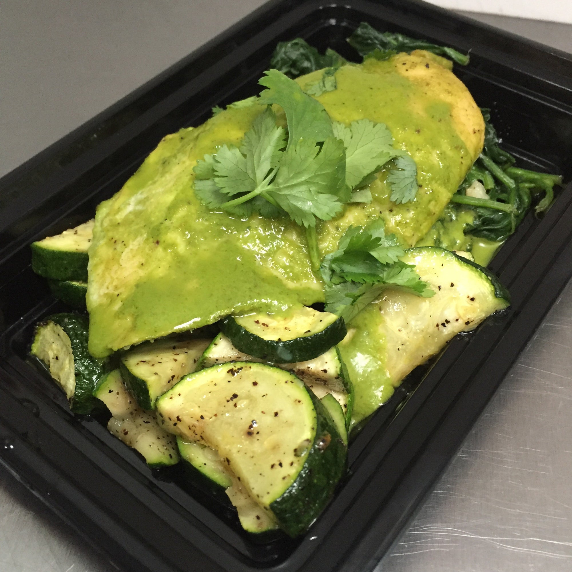 Baked Chicken with Coconut Cilantro Curry Sauce