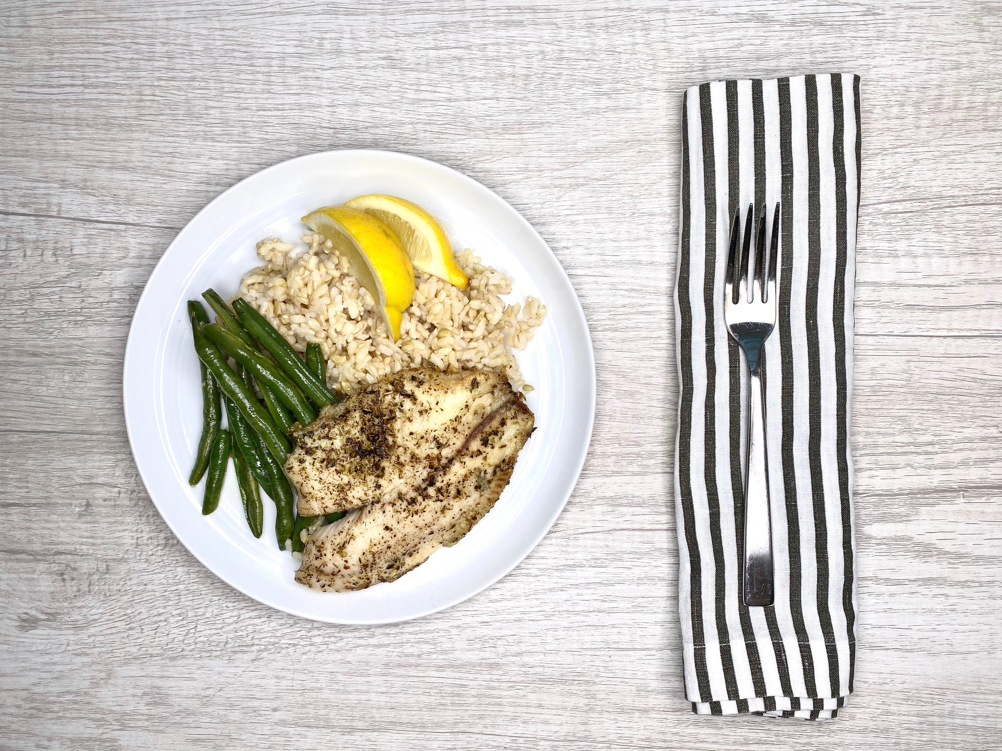 Herbed Tilapia w/ Garlic Green Beans