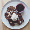 Paleo Pecan Pancakes w/ Mixed Berry Compote + Coconut Cream