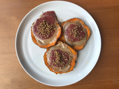 Sweet Potato Toast w/ Collagen Chia Jam & Almond Butter